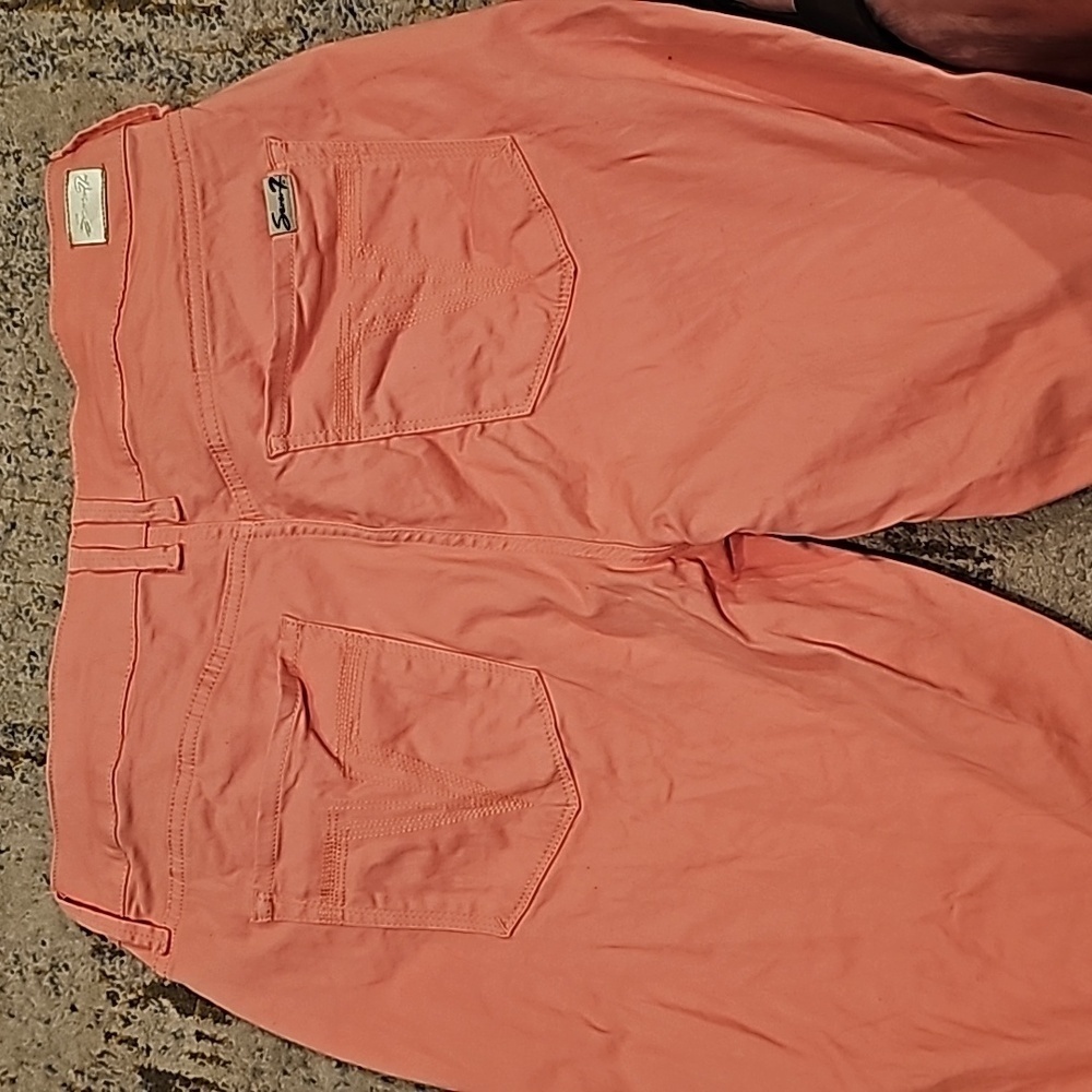 Seven7 Womens Limited Edition High-Rise Ankle Skinny Coral Color Jeans - Picture 3 of 10